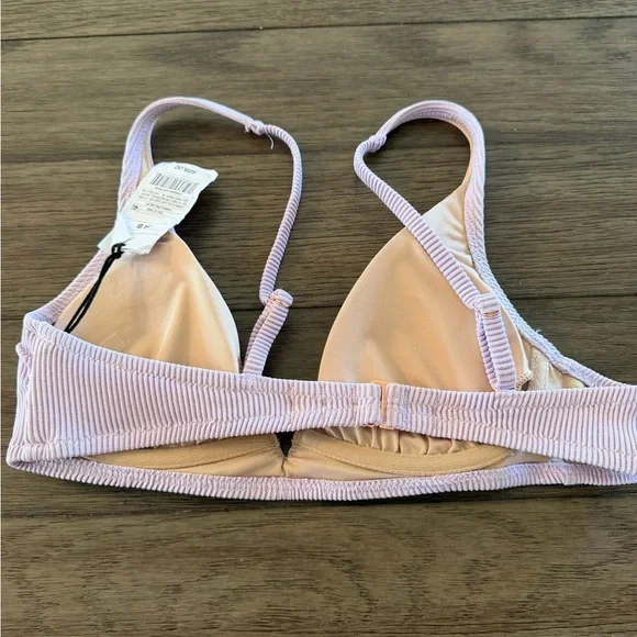 Shade & Shore Lavender Ribbed Metallic Bikini Top 34B Purple Gold Shimmer NEW - Picture 4 of 5
